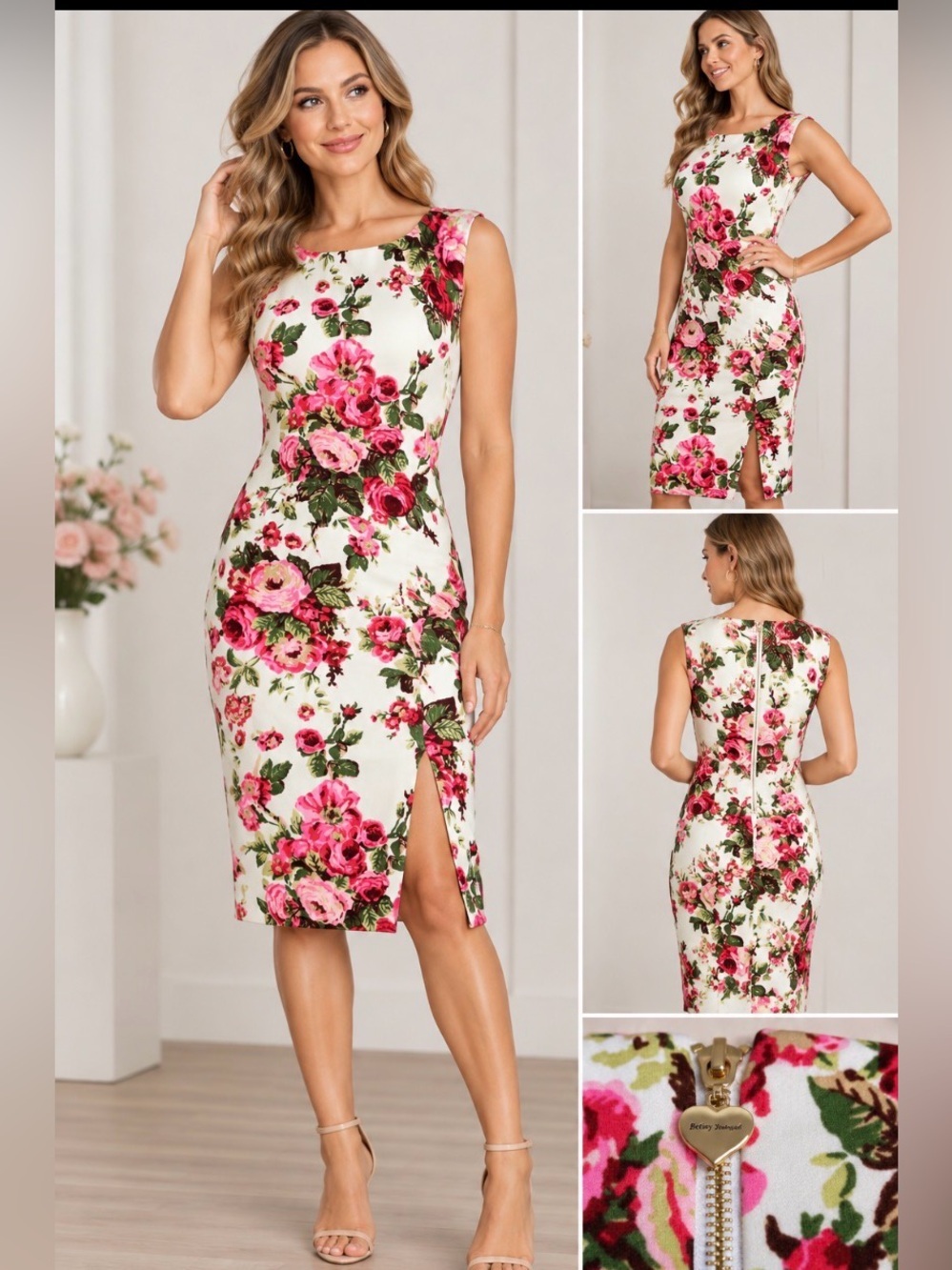 Betsey Johnson Pink Floral Bouquet sheath dress